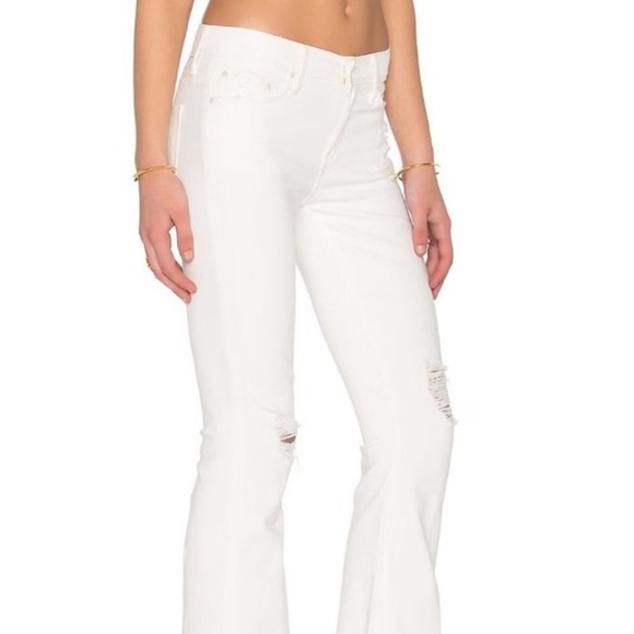 MOTHER Flare & Wide Leg Jeans in Cream - Picture 6 of 9